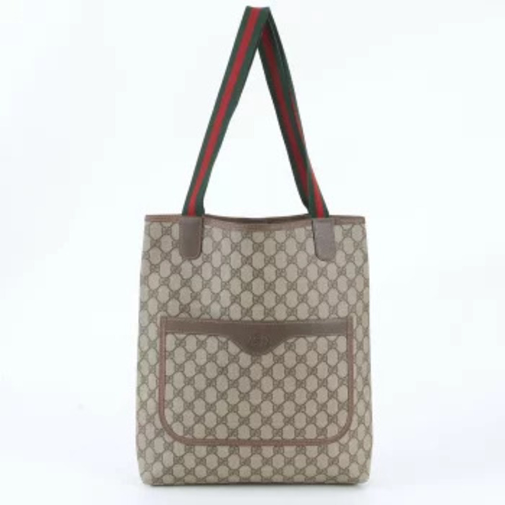 Gucci Sherry GG Supreme Shoulder Tote Bag Canvas Leather Brown
